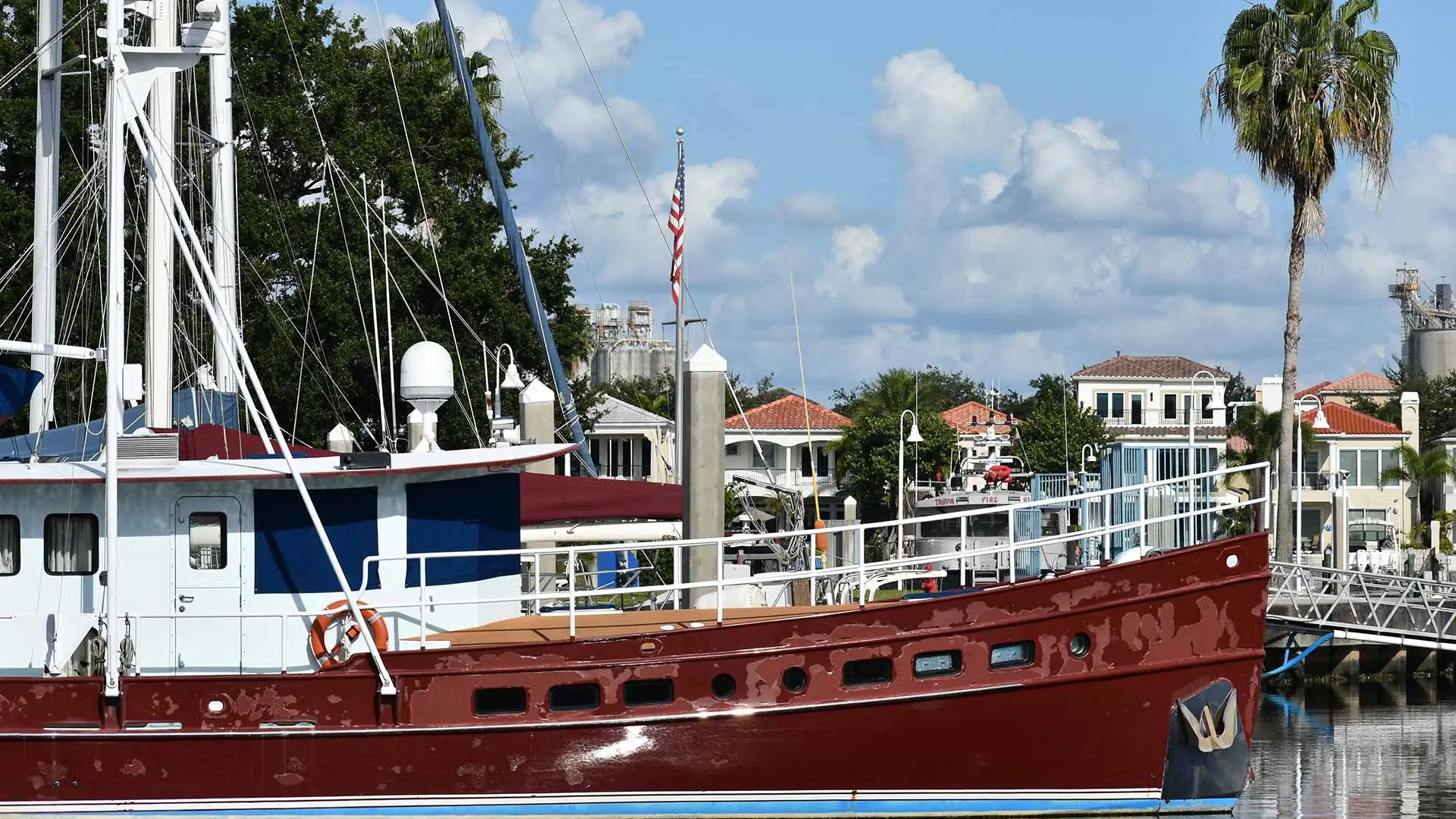Private boats harbored and secured in Tampa Bay, FL.