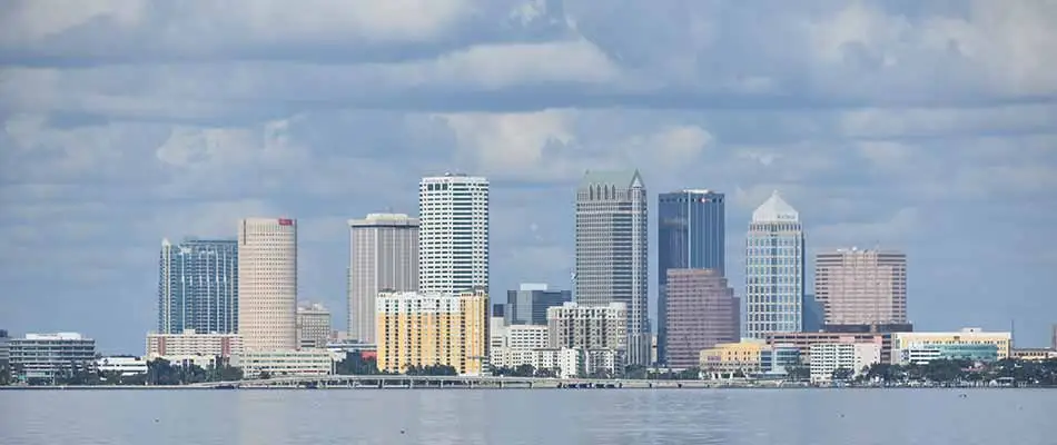 Downtown Tampa, FL skyline near the bay.