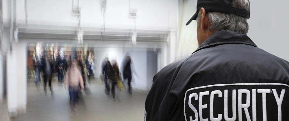 Security guard monitoring a school in St. Pete, FL.