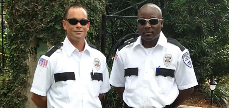 Two of Bales Security's finest officers on post at a location in Clearwater, FL.